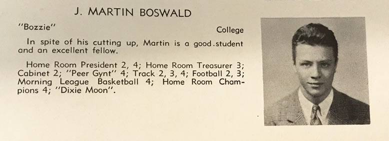 John Martin Boswald Yearbook Photo